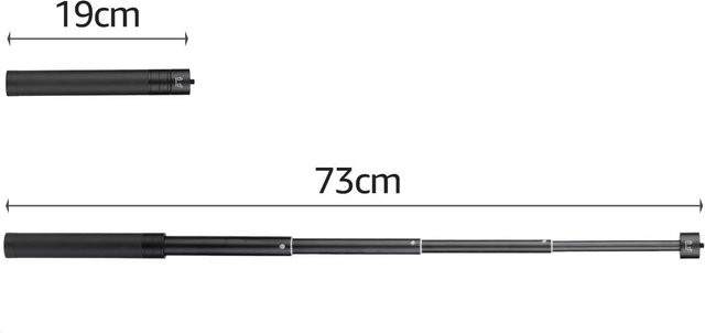 Teleskopische Stabilisator-Verlängerungsstange von Shoemst aus Aluminiumlegierung in Schwarz mit 1/4-Zoll-Schraube, maximale Länge: 73 cm - Bild 1