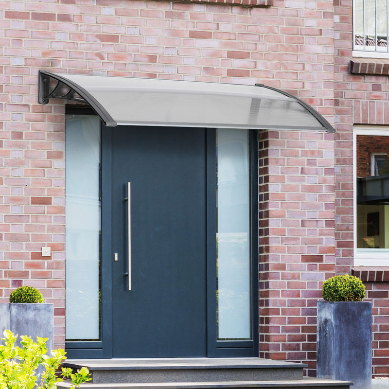 Outsunny Pultvordach für die Haustür als Regenschutz und Sonnenschutz mit UV-Schutz aus Aluminium in Grau, B/T/H: 110 x 60 x 18 cm - Bild 2