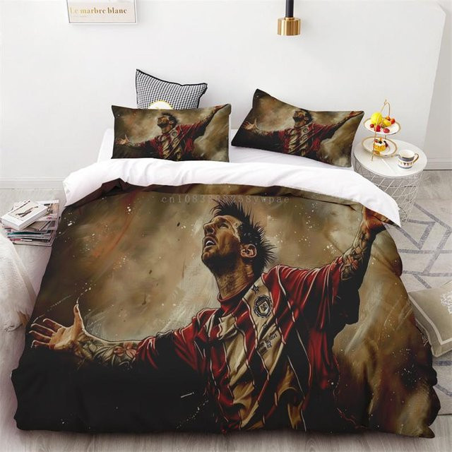 Bettwäscheset mit Fußballstar Messi Aufdruck aus Polyester, weich und bequem, 180 x 220 cm - Bild 1
