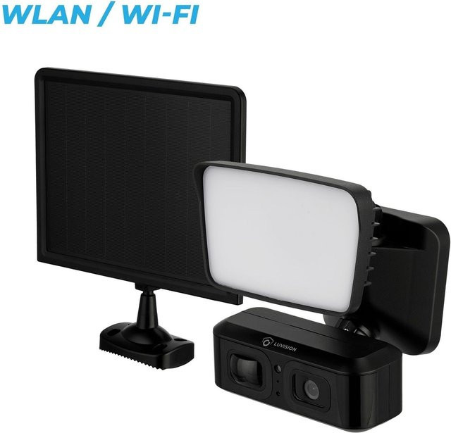 LUVISION WLAN LED Solar-Flutlicht mit Überwachungskamera und Bewegungsmelder in Schwarz - Bild 1