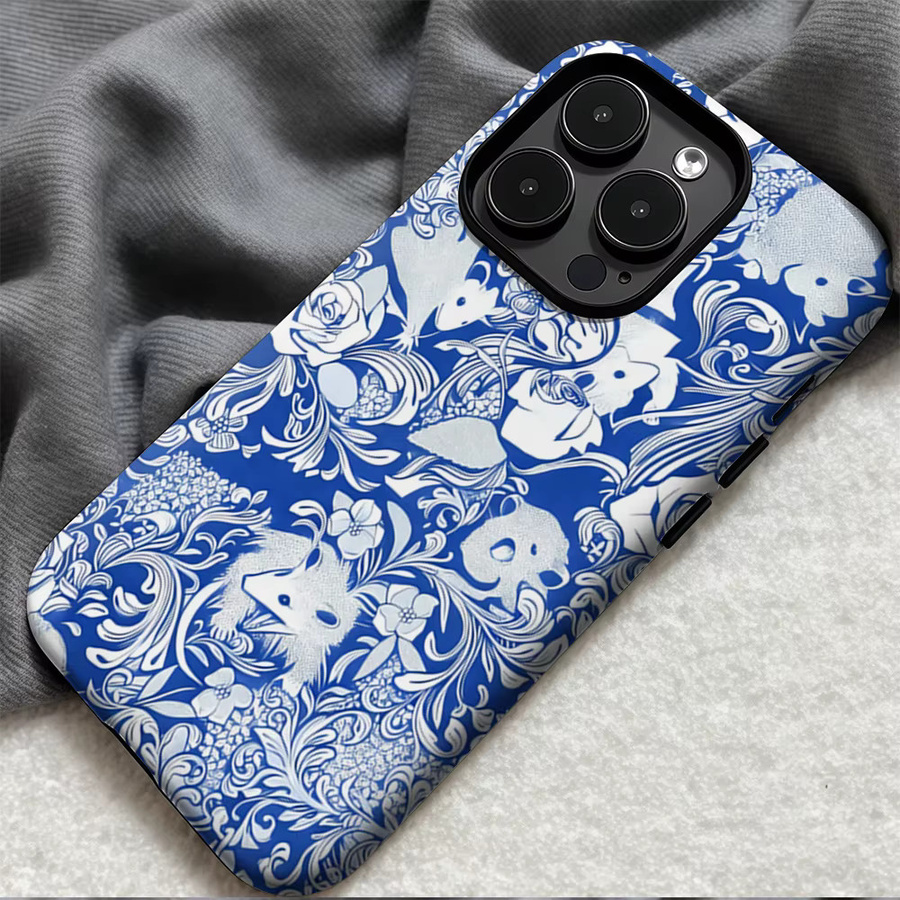 Casegame Matte MagSafe Bumper Hülle für iPhone 17 16 15 14 13 Pro Max mit blauem Waldmuster - Bild 3
