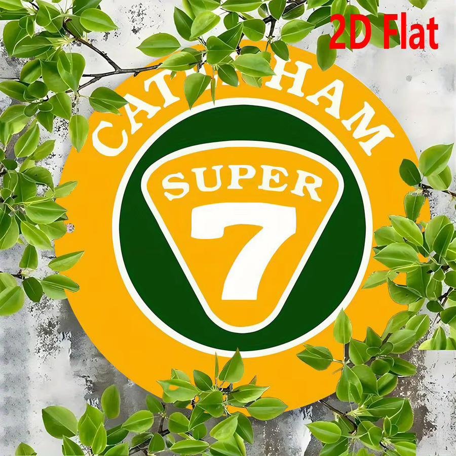 Caterham Super 7 Logo-Emblem Wandkunstschild aus Metall von Potdemiel, rund, Grün und Gelb, Durchmesser: 20,32 cm - Bild 3