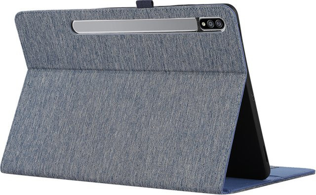 Stoff-Flip-Standcase Schutzhülle für Samsung Galaxy Tab S10 S9 S8 S7 FE S6 Lite A9 Plus A8 A7 Lite in Blau - Bild 1