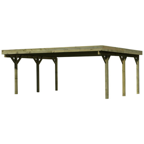 Karibu Doppelcarport Classic mit Stahl-Dacheindeckung in Grün, B/T: 563 x 394,5 cm - Bild 3
