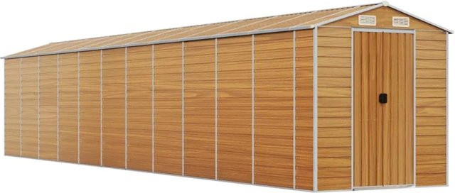 vidaXL Gerätehaus aus verzinktem Stahl in Braun, B: 191 cm, T: 980 cm, H: 198 cm - Bild 1