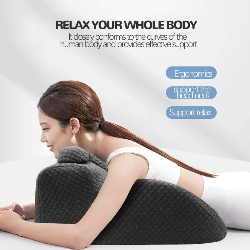 HEHUAI HT Ergonomisches Keilabsatzkissen als multifunktionales Lesekissen und Rückenstütze in Schwarz oder Grau - Bild 2