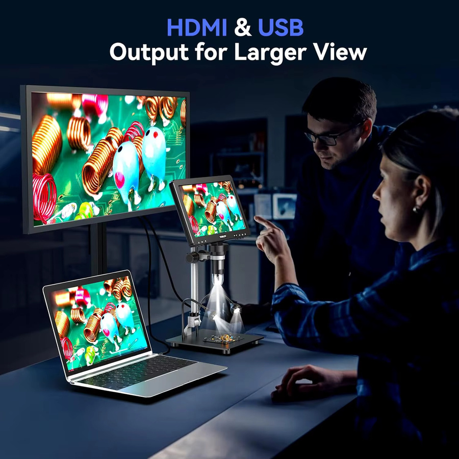 TOMLOV Digitalmikroskop DM9 Max mit 10,1 Zoll HDMI LCD Bildschirm, 20MP HD IPS Display und 10 einstellbarer Vergrößerung in Schwarz - Bild 3