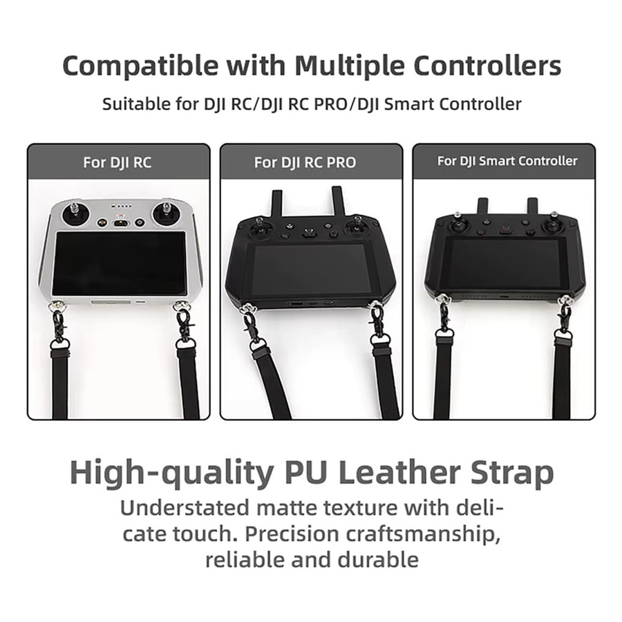 DJI PU-Umhängeband in Grau für DJI RC, RC2, RC PRO, RC Plus und diverse Drohnenmodelle wie Air 3, Mini 4 Pro und Mavic 3 Pro - Bild 2