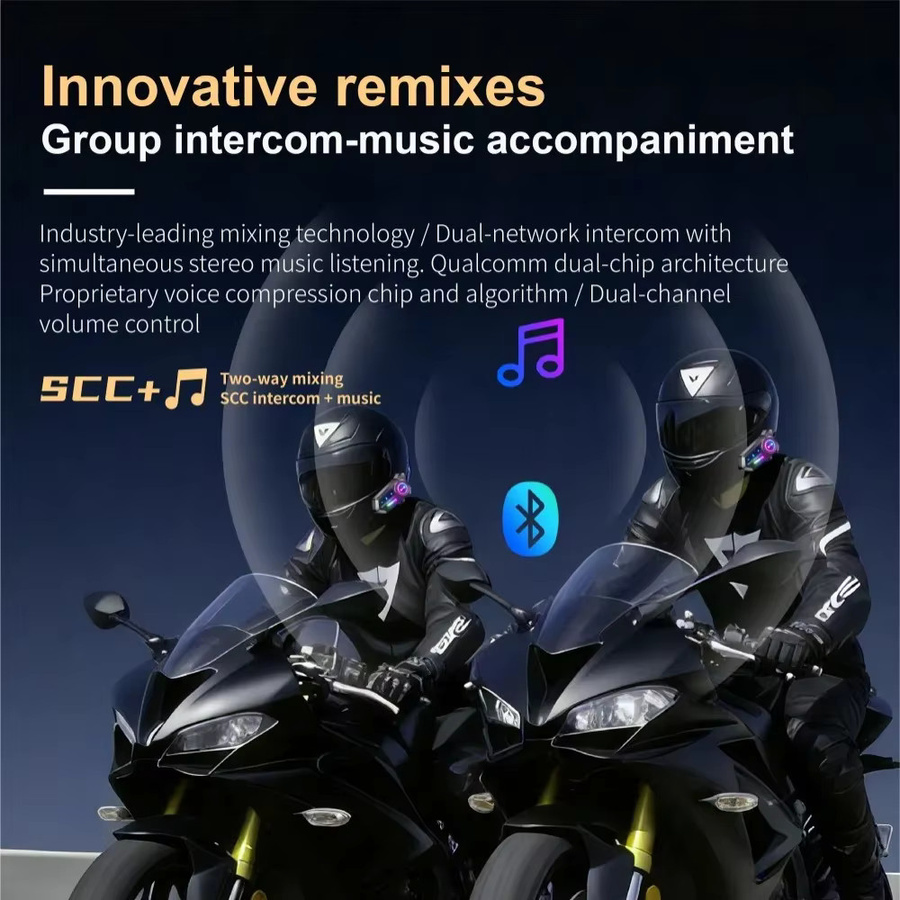 XINOWY X3 Pro Motorradhelm Bluetooth-Headset BT6.0 mit 2-Fahrer-Intercom, 1000m Reichweite, Geräuschunterdrückung, IPX6 Wasserdicht und Musik-Sharing, Farbe: Schwarz - Bild 3