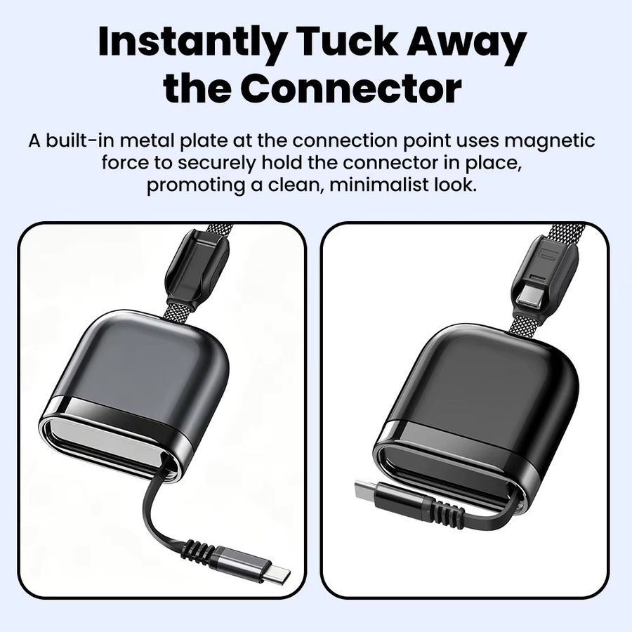 ILEPO USB-C auf USB-C Schnellladekabel 240W, einziehbares Dual-Typ-C-Datenkabel in Weiß für Laptop, Tablet und Smartphone - Bild 5