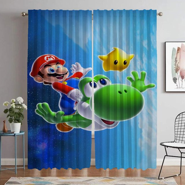 Yiran Furniture Marios Shades Verdunkelungsvorhänge aus Polyester, 2er-Set, Blau, Breite: 74 cm, Höhe: 114 cm - Bild 1