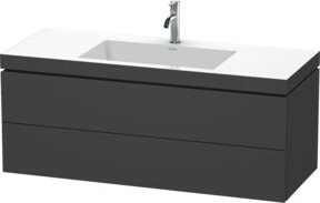 Duravit Waschtischunterschrank L-Cube c-bonded, Wandhängend, Grau, B: 120 cm, T: 48 cm, H: 50 cm, 2 Schubladen - Bild 1