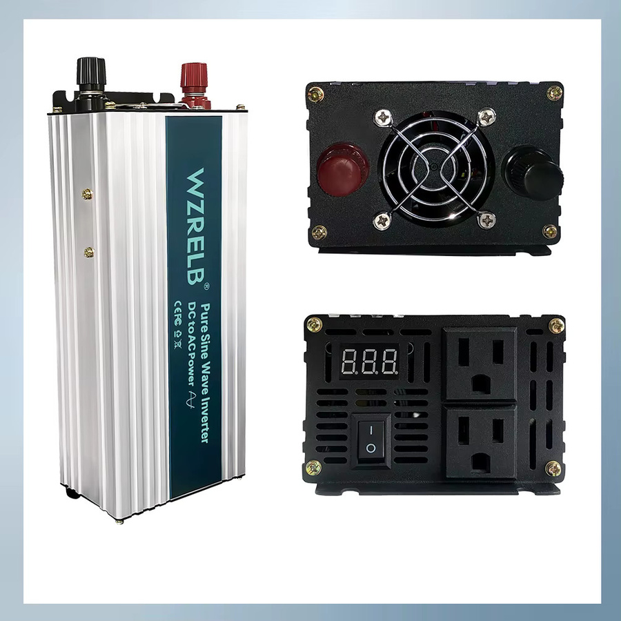 WZRELB Sinus-Solar-Wechselrichter mit LCD-Display, 1200 W, Solarpanel-Konverter, Farbe: Silber, Eingangsspannung: 12 V/24 V/36 V/48 V/96 VDC, Ausgangsspannung: 120 V/220/230/240 VAC - Bild 2