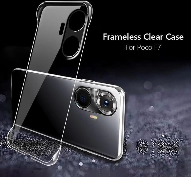 Stoßfeste Handyhülle für Xiaomi Poco F7 5G, Rahmenlose transparente Schutzhülle mit harter Rückseite, Schwarz - Bild 1