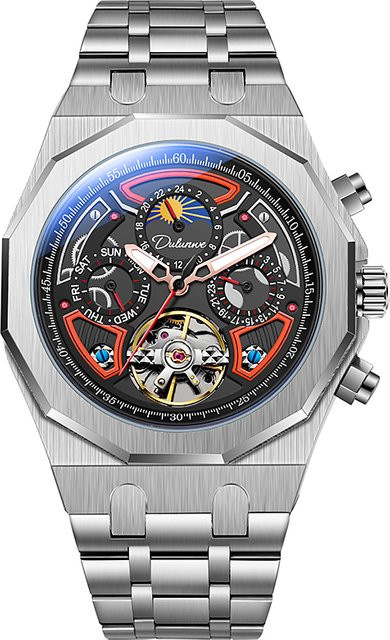 dulunwe Armbanduhr Automatik, Edelstahl, Bicolor, Schwarz, Herren - Bild 1