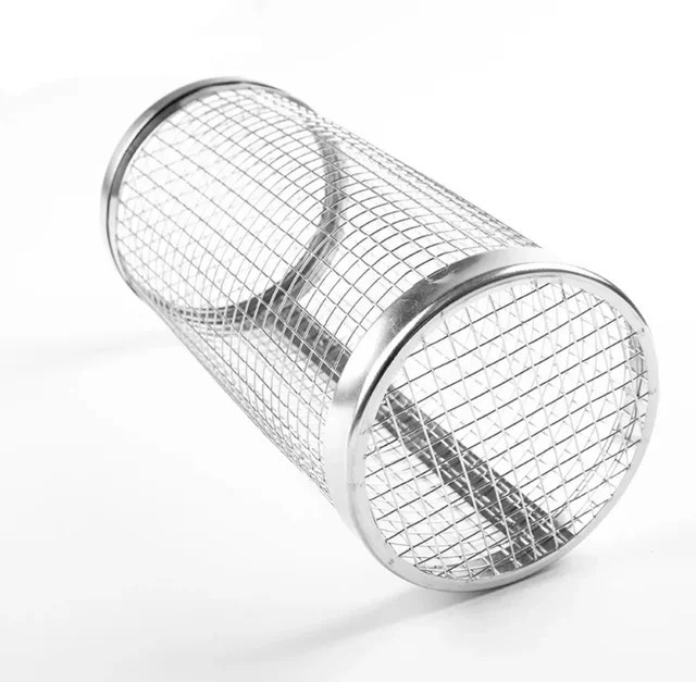 BBQ Grillkorb aus Edelstahl in Silber für Camping und Outdoor-Grillen, zylindrisches Mesh Grill Rack, Durchmesser: 20,0 cm, Höhe: 9,0 cm - Bild 1