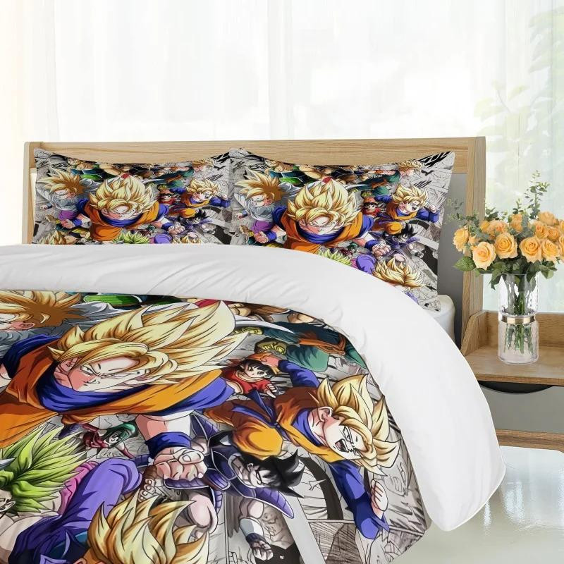 Binchi Fitness Anime Bettwäsche Set Dragon Ball mit Bettbezug und Kissenbezügen, Mehrfarbig, B/H: 135 x 200 cm - Bild 1