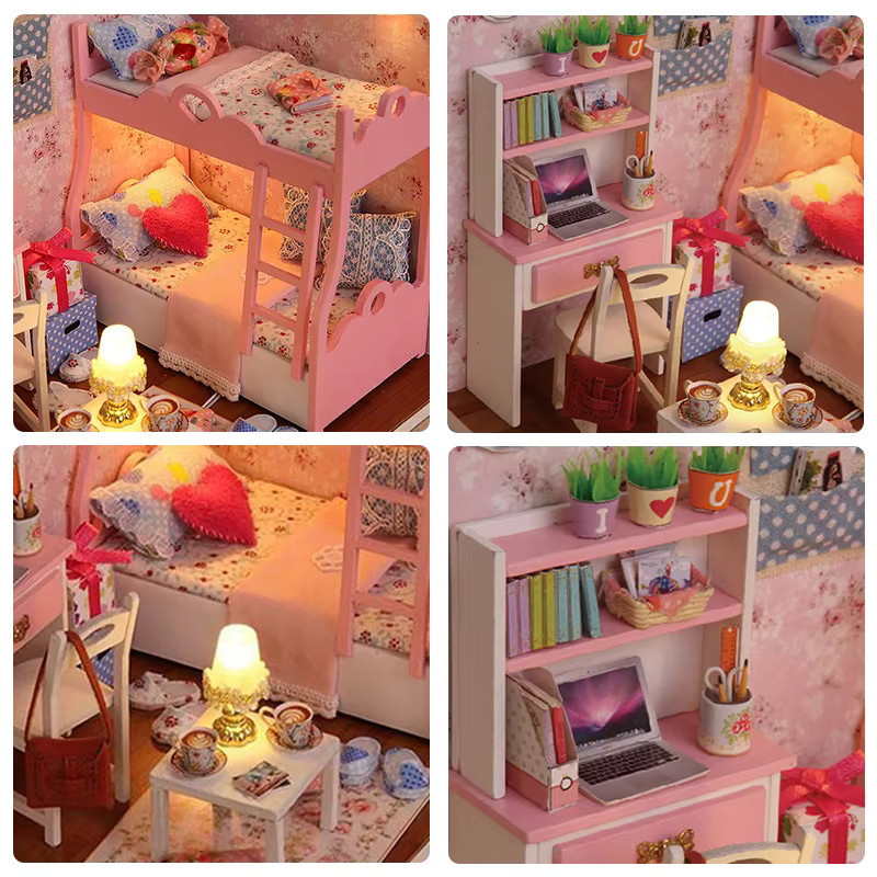 zuuton Holz Mini Puppenhaus, 3D Puzzle, Fantasy, mit Möbel - Bild 2