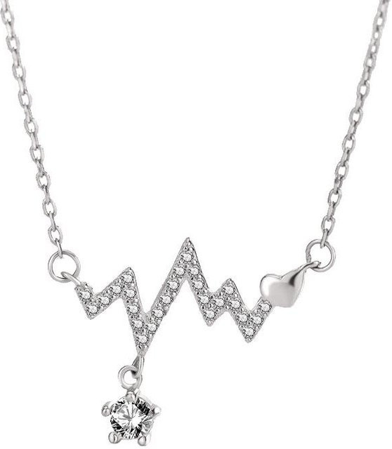 Halskette 925 Silber, Diamant, Zirkonia, Weiß, Damen - Bild 1