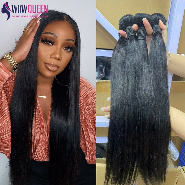 WOWQUEEN Peruanische Haar Bundles, 100% Remy Haar Extensions, Schwarz, Damen - Bild 1