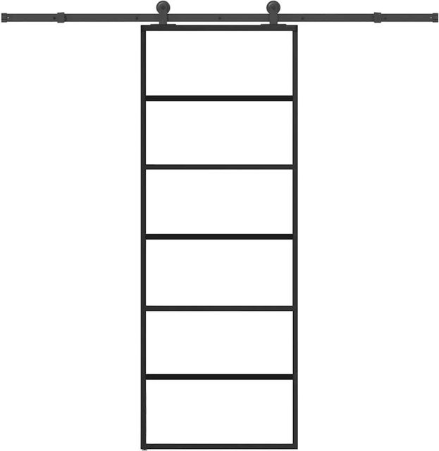vidaXL Schiebetür aus ESG-Glas und Aluminium in Schwarz und Transparent, B: 76 cm, H: 205 cm - Bild 1