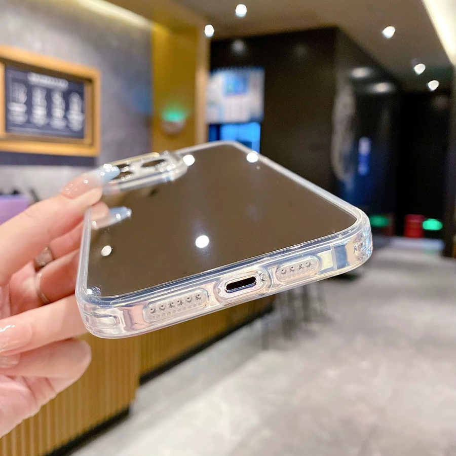 Transparente Selfie-Handyhülle mit HD-Make-up-Spiegel und stoßfestem Rahmen für alle iPhone-Modelle - Bild 1
