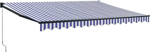 vidaXL Einziehbare Markise Blau-Weiß gestreift aus Polyester und Aluminium B: 400 cm, T: 300 cm - Bild 1