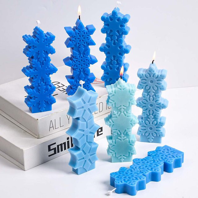 UDOCOOL Silikonform Schneeflocke in Blau für DIY Kerzen, Seife, Gips und Harz zur Weihnachtsdekoration - Bild 1