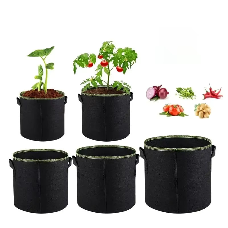 5er Set schwarze Pflanztöpfe aus Filz für den Gemüsegarten in den Größen 3, 4 und 5 Gallonen - Bild 6