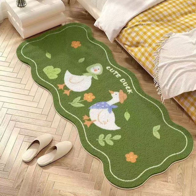 VIKAMA Waschbarer Kinderzimmerteppich mit Cartoon-Motiv in Grün, Rechteckig - Bild 1