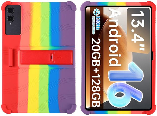 Stoßfeste Silikon-Schutzhülle mit verstellbarem Ständer für dein Teclast T65 13,4 Zoll Tablet in Multicolour - Bild 1