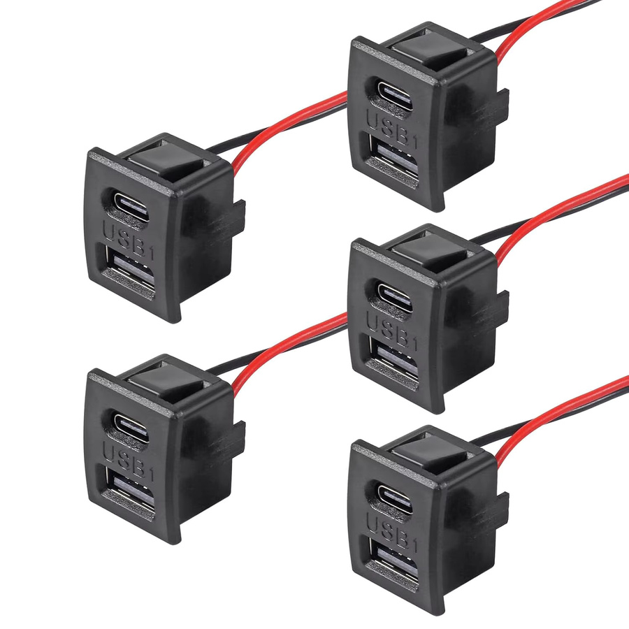 AOKIN USB-C Ladebuchse mit doppelschichtiger USB-Buchse in Schwarz - Bild 2