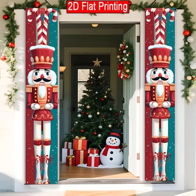 VIKAMA 2D Weihnachts-Nussknacker-Banner zur Wanddekoration für dein Zuhause, H x B: 30 x 30 cm - Bild 1