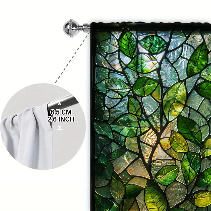 Tonnika Chen Vorhang Set mit Pflanzen-Print aus transparentem Polyester, Grün, B: 100 cm, H: 70 cm - Bild 2