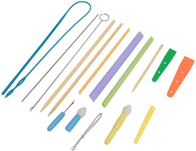 Wosawe Stoffschlauchwender und Kordelzug-Einfädler Set mit Nahtentferner in Beige und Multicolour - Bild 1