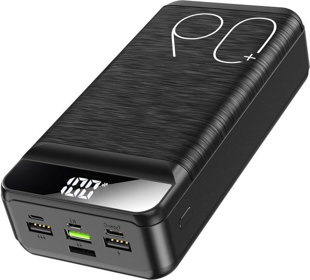 Hganus Powerbank 60000 mAh mit 22,5 W Schnellladefunktion QC PD3.0 in Schwarz - Bild 1