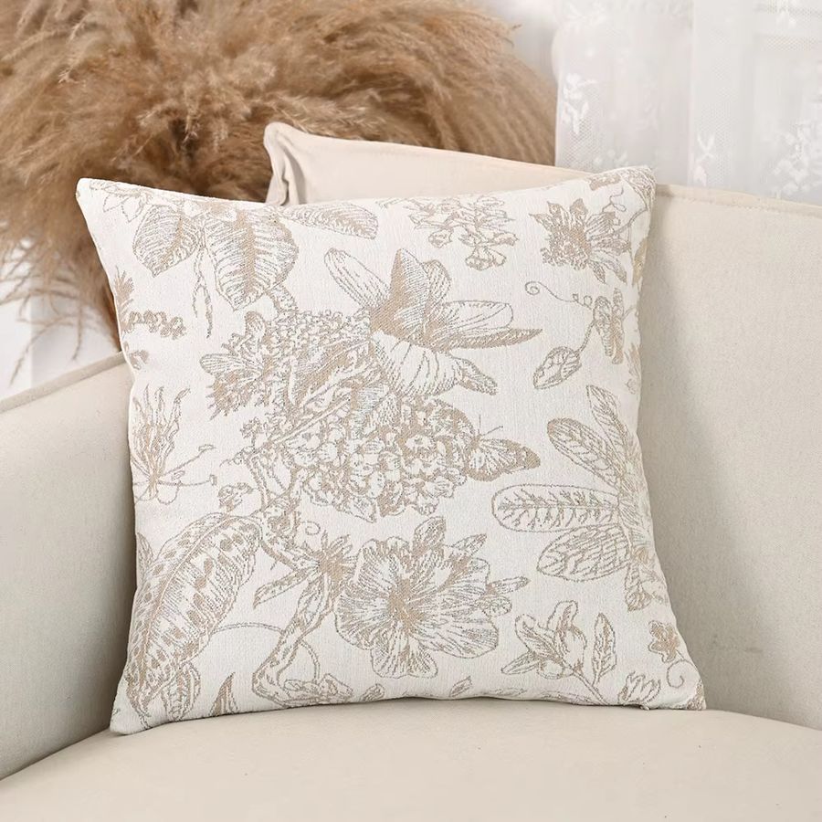 BUYNOW Kissenbezug aus braunem Samt mit Blatt-Jacquard-Spitze im Vintage-Stil - Bild 2