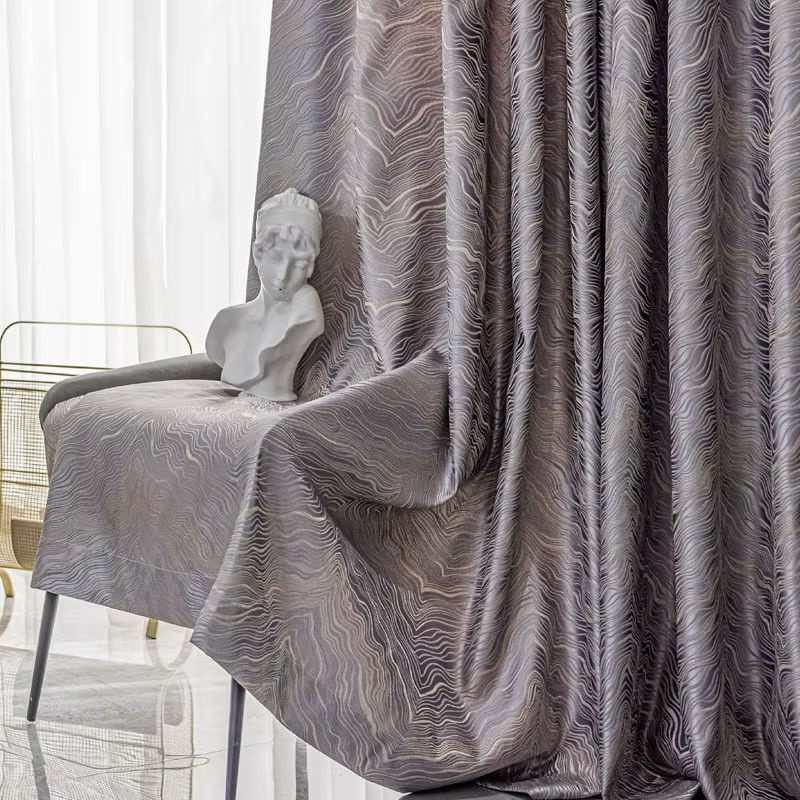 MAKEHOME Luxusvorhang mit goldenem Muster für Schlafzimmer und Wohnzimmer, Farbe: Gold, Breite: 250 cm, Höhe: 100 cm - Bild 3