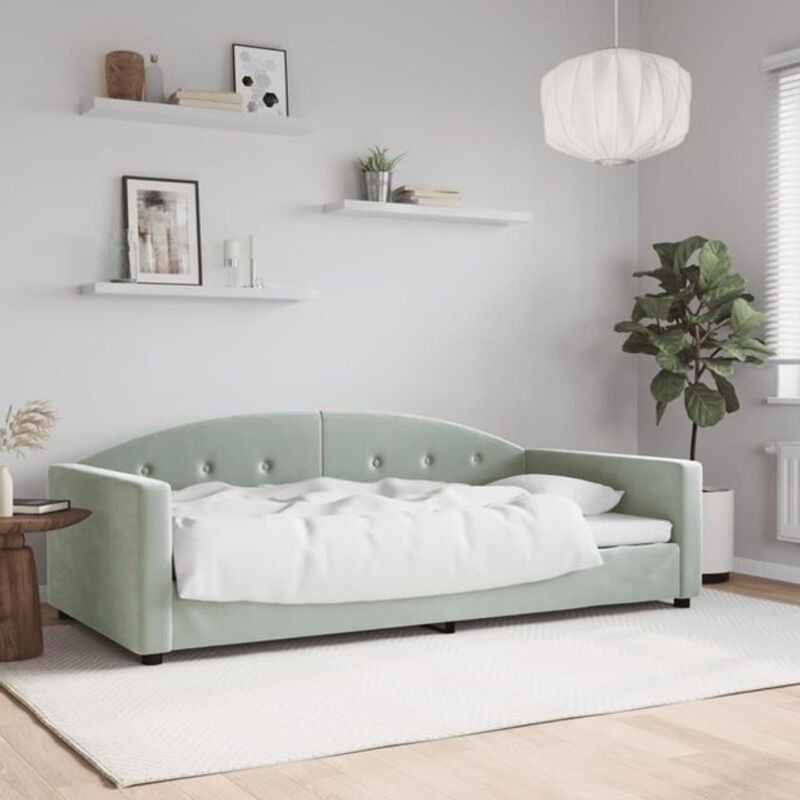 Modernes Tagesbett aus Samt in Grau von Vidaxl, B/T/H: 200 x 100 cm - Bild 1