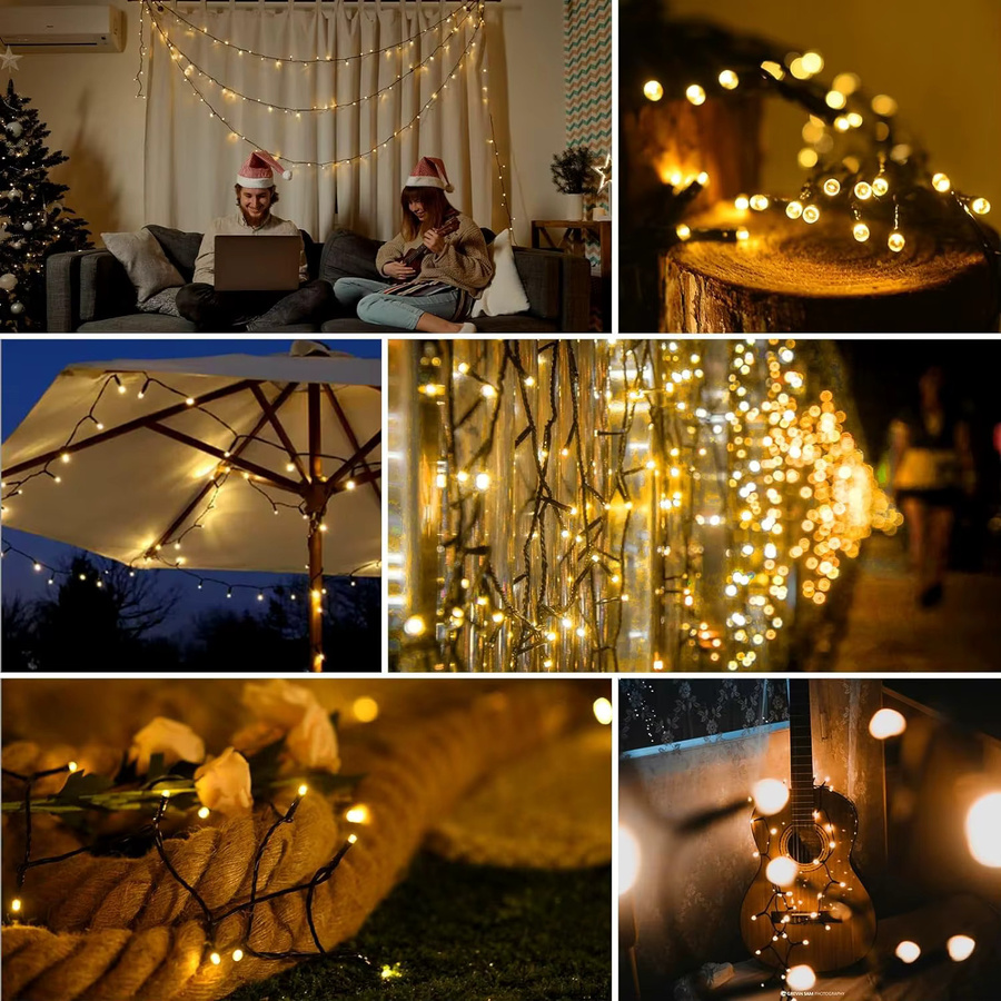 ZTree Solar-Lichterkette für den Außenbereich mit 100 LEDs, wasserdichte Solar-Weihnachtsbeleuchtung mit 8 Modi für Garten, Terrasse und Bäume - Bild 1