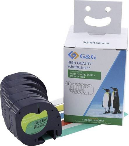 G&G 5er Set Thermoband BM-D-G-91221-5 kompatibel mit DYMO 91221, 91222, 91223, 91224, 91225 in Weiß, Gelb, Rot, Blau und Grün - Bild 1