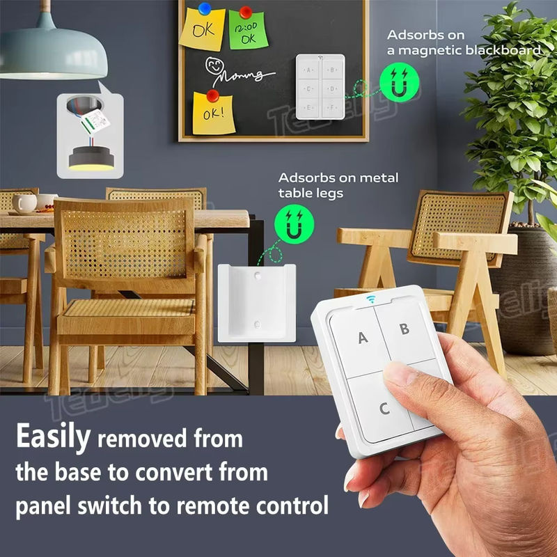 Tedeligo Drahtloser Fernbedienungs-Lichtschalter RF 433MHz Mini-Modul mit Verzögerungsfunktion für Heimbeleuchtung und Lüfter, 2-Wege-Steuerung, Farbe: Weiß - Bild 3