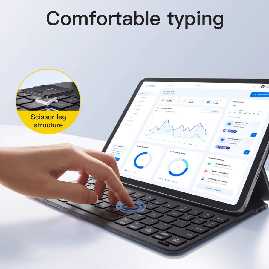 YYEAH Magic Bluetooth-Tastaturhülle für iPad Pro und iPad Air in Grau - Bild 3