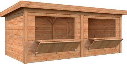 Marktstand Palmako Lenna Set 311 aus Fichtenholz in Braun mit Pultdach B/H/L: 588 x 245 x 300 cm - Bild 1