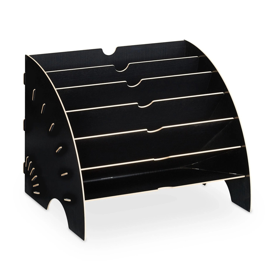 Relaxdays Dokumentenablage aus MDF mit 6 Fächern für A4, Schwarz, B: 27 cm, T: 34 cm, H: 27 cm - Bild 2