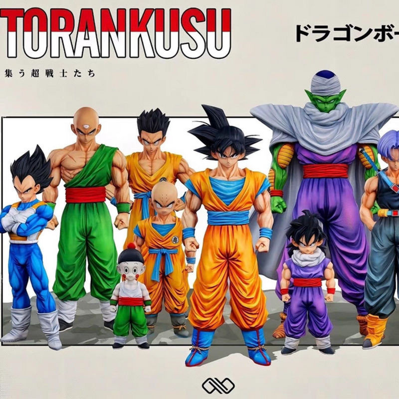 Bandai Dragon Ball Z Anime Figuren Set aus PVC, 9-teiliges Sammlerstück mit Goku, Gohan, Krillin, Yamcha und Piccolo, mehrfarbig - Bild 1