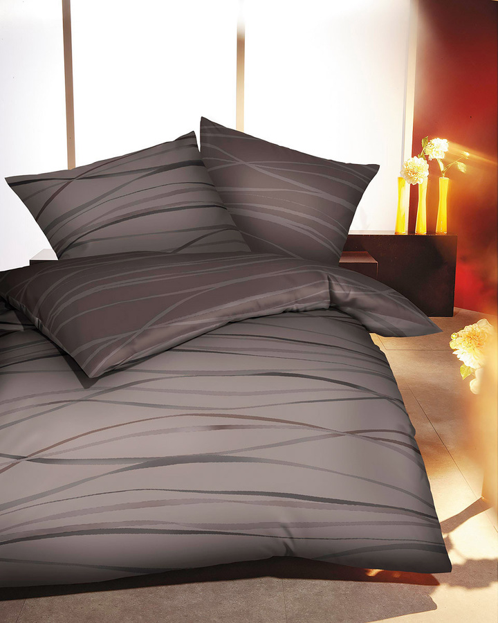 Kaeppel Mako-Satin Wendebettwäsche Motion mit Grafikdesign in Multicolour, Braun und Grau, B/H: 155 x 220 cm - Bild 1