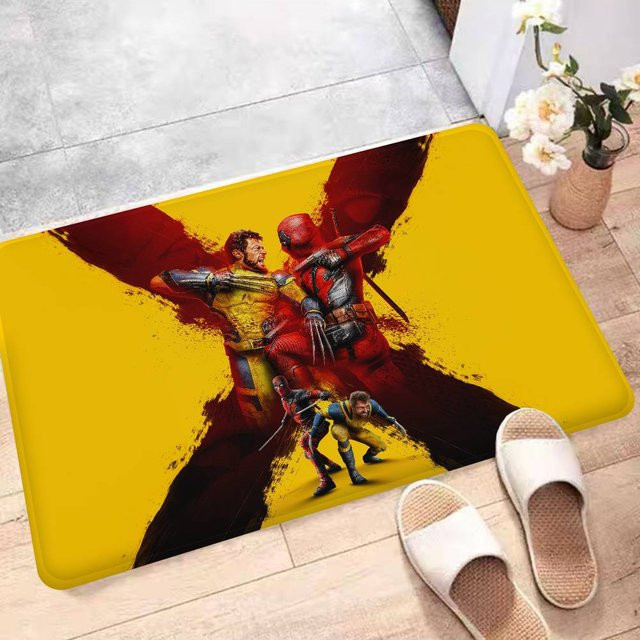 Miniso Deadpool Wolverine Bodenteppich in Gelb, rutschfeste Fußmatte für Wohnzimmer oder Flur, B/T: 60 x 40 cm - Bild 1