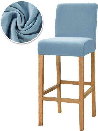 Elastischer Barhockerbezug aus Samt in Blau für hohe Hocker und Stühle - Bild 1