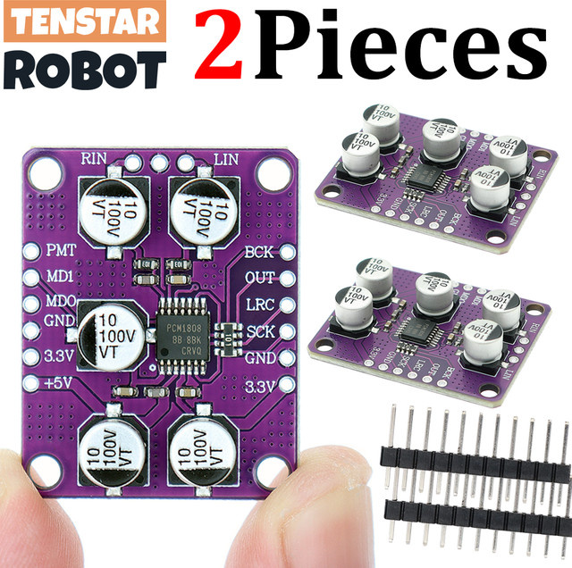 TENSTAR PCM1808 Audio Stereo ADC Decoder Modul, 24bit Analog-Input Verstärker Board, 2 Stück, Lila - Bild 1